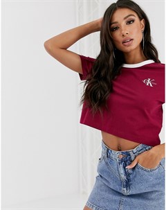 Укороченная футболка с вышитым логотипом в виде монограммы Calvin klein jeans