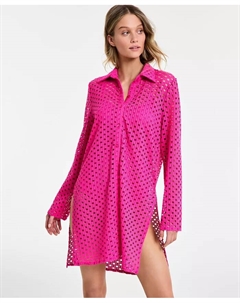 Женская вязаная туника-парео для пляжа, розовый Carmen marc valvo