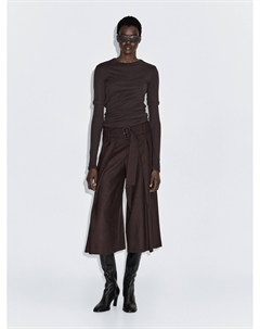 Юбка-Шорты с поясом, коричневый Massimo dutti