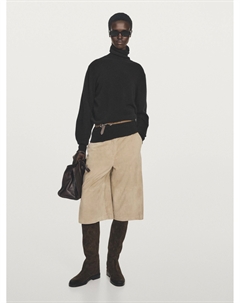 Вязаный свитер с высоким воротом из 100% кашемира, черный Massimo dutti