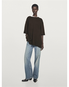 100% кашемировый объемный трикотажный свитер, коричневый Massimo dutti