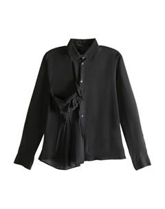 Топ R Front Pintuck Blouse Top, Black Yohji yamamoto