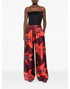 Брюки с цветочным принтом, красный Alexander mcqueen
