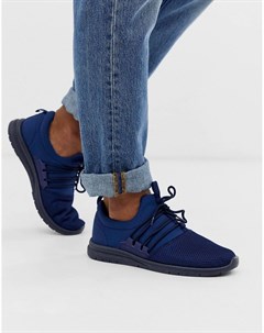 Темно синие кроссовки на шнуровке для бега New look