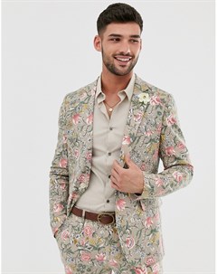 Приталенный пиджак с добавлением льна и цветочным принтом Wedding Gianni feraud
