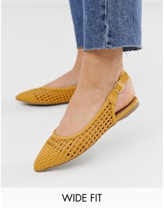 Темно желтые плетеные туфли с ремешком через пятку New look wide fit