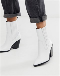 Белые кожаные сапоги в стиле вестерн на каблуке с эффектом крокодиловой кожи Drerissa Aldo