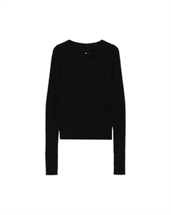 Футболка Cropped Rib Long-Sleeve T-Shirt, Black Rick owens