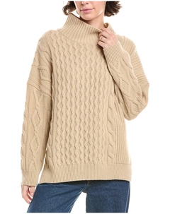 Уикенд Макс Мара Венето шерстяной свитер с воротником-воронкой, бежевый Weekend max mara