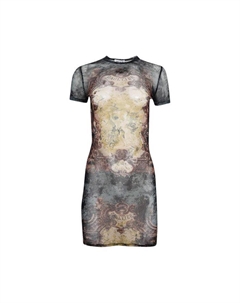 Платье Printed Médaillon Mesh Short Dress, Black/Vintage Blue/Green Jean paul gaultier