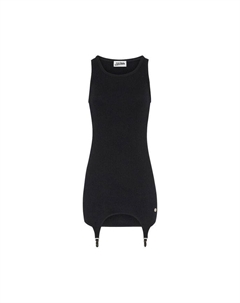 Платье Cotton Ribbed Short Dress With Lingerie Garter, Black Jean paul gaultier