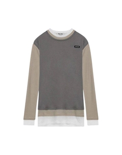 Топ Multi Layer Jersey Top, White/Pumice/Lead Grey Miu miu