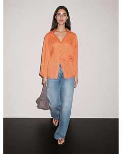 Рубашка большого размера из смеси рами, Russet Massimo dutti