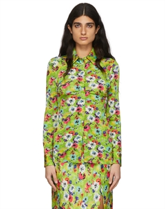 Зеленая рубашка из вискозы Msgm