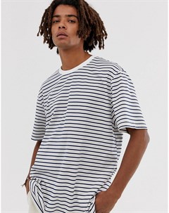 Серовато бежевая oversize футболка с заниженной линией плеч и полосками Brooklyn Supply Co Brooklyn supply co.