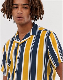 Рубашка в вертикальную полоску желтого цвета в винтажном стиле и с отложным воротником Brooklyn Supp Brooklyn supply co.