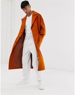 Темно оранжевое полушерстяное пальто Asos white
