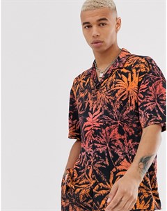 Рубашка от комплекта с отложным воротником и пальмовым принтом Due diligence