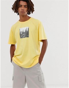 Желтая oversize футболка с принтом города Brooklyn Supply Co Brooklyn supply co.