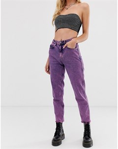 Лиловые джинсы в винтажном стиле с эффектом кислотной стирки Ritson Asos design