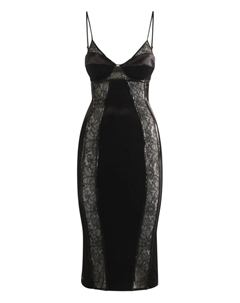 Бархатное платье миди с кружевом, черный Elisabetta franchi