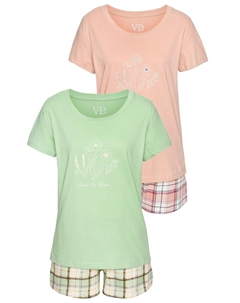 Короткий пижамный комплект, Light green/Apricot Vivance