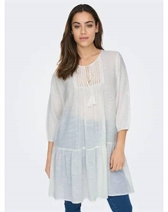 Платье-туника "ONLVINNIE LIFE 3/4 LACE TUNIC WVN NOOS", можно носить как мини-платье или блузку-тунику, цвет Cloud Dancer Only