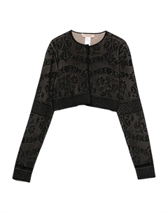 Укороченный кардиган с цветочным узором, черный Twinset