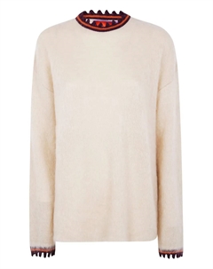 Свитер из мохера и шерсти с фигурной отделкой, нейтральный La doublej