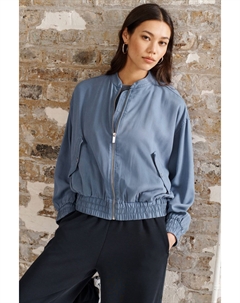 Бомбер из тенселя, синий Next