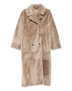 Двубортное пальто из овчины, нейтральный Yves salomon