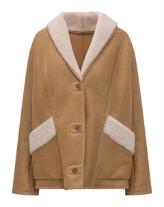 Пальто с овчинными вставками, коричневый Salvatore santoro