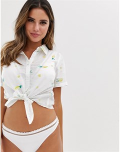 Белая пляжная рубашка с вышивкой и узлом Accessorize