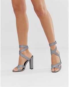 Серые босоножки на блочном каблуке со светоотражающим эффектом Simmi London Heidi Simmi shoes