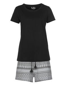 Короткий пижамный комплект, Black/White Vivance