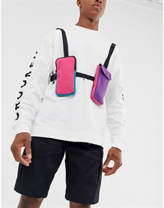 Фиолетово розовая сумка в стиле сбруи бандажа на грудь Asos design