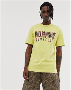 Желтая футболка с камуфляжным логотипом Billionaire boys club