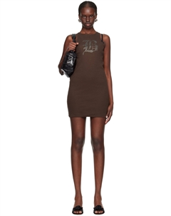 Коричневое мини-платье с графическим рисунком Blumarine