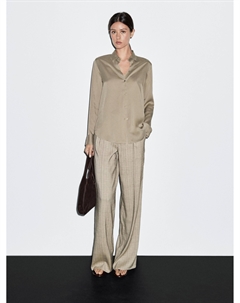 Рубашка свободного кроя с отложным воротником, охра Massimo dutti