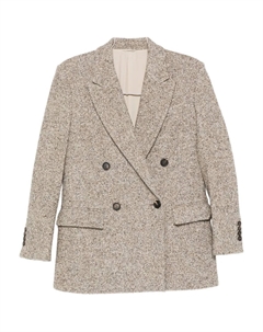 Двубортный твидовый пиджак, коричневый Brunello cucinelli