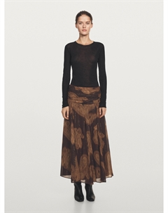 Юбка миди с струящимся принтом пейсли, коричневый Massimo dutti