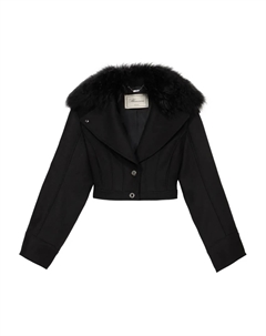 Укороченная куртка с воротником из искусственного меха, черный Blumarine