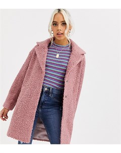 Розовое фактурное пальто кокон ASOS DESIGN Petite Asos petite