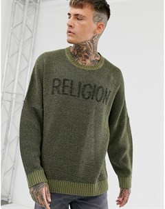 Джемпер цвета хаки с логотипом Religion