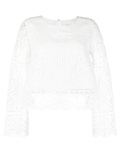 Кружевной топ с длинными рукавами, белый Max & moi
