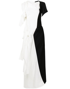 Платье асимметричного кроя в стиле колор-блок, белый Yohji yamamoto