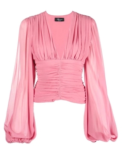 Шелковая блузка со сборками, розовый Blumarine