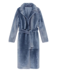 Дубленка с поясом, синий Yves salomon