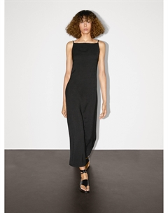 Длинное платье со стразами, черный Massimo dutti