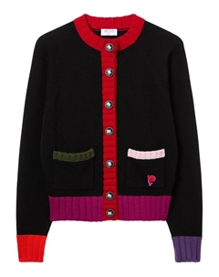 Кардиган с накладным карманом и цветными блоками, черный Pucci